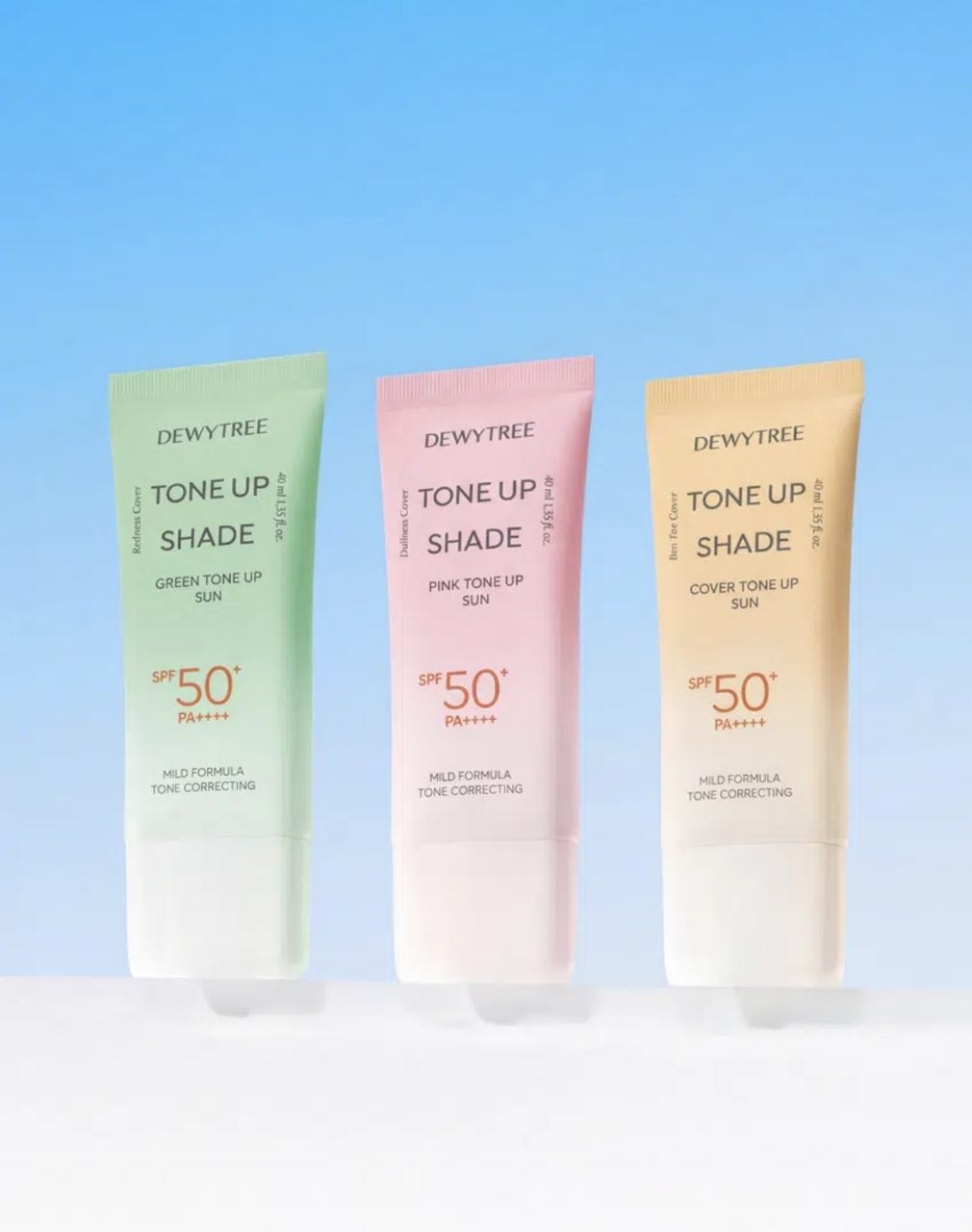 🌸 3 xil tone-up, 1 mukammal tanlov!\\
\\
☀️ Dewytree Tone-Up Shade Sun Cream (40 ml) — teringiz rangiga mos variantni tanlang!